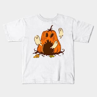 Halloween scary evil pumpkin funny pumpkin head Kids T-Shirt